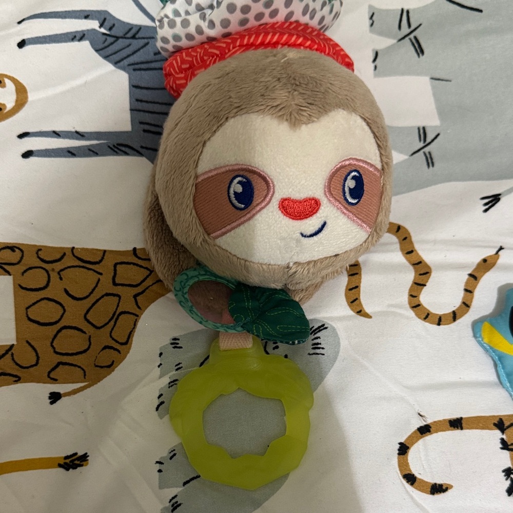 Plush Sloth Baby Toy with Teether - Brown and Green musical